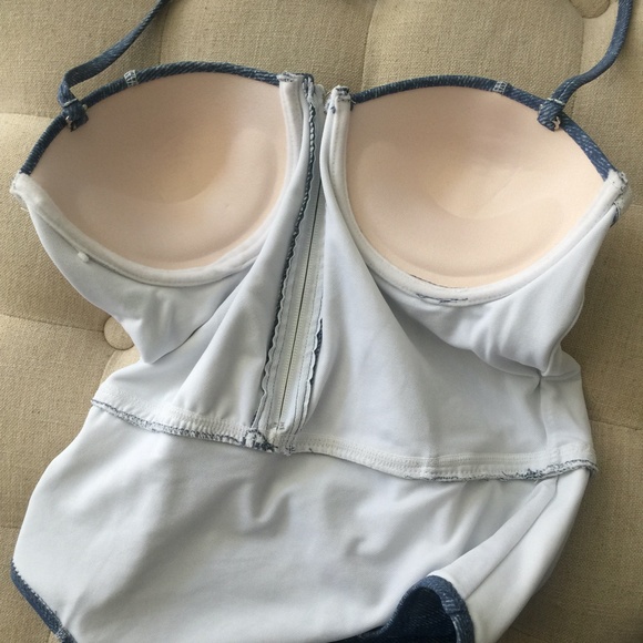 NEW SHERYDIN FISHER DENIM Sweetheart CORSET ONE PIECE Bathing Swimsuit NWT - Picture 8 of 11
